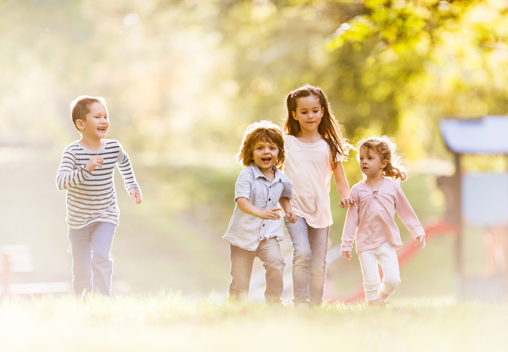 Happy children running.